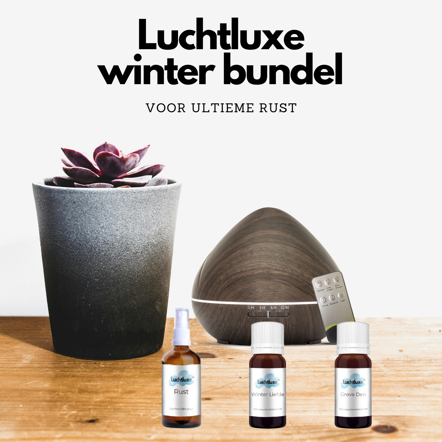 foto van etherische oliën voordeelbundel met inclusief aroma diffuser