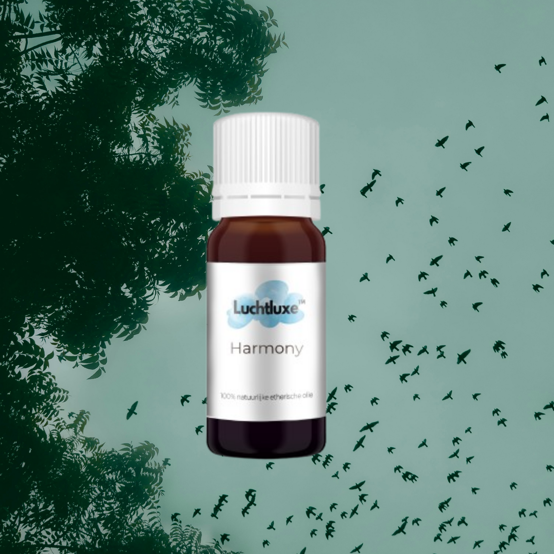 Een flesje met etherische olie, geschikt voor gebruik in aroma diffusers, met een natuurlijke geur voor ontspanning en welzijn.