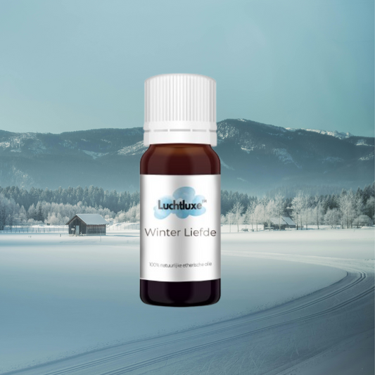 Een flesje met etherische olie, geschikt voor gebruik in aroma diffusers, met een natuurlijke geur voor ontspanning en welzijn.